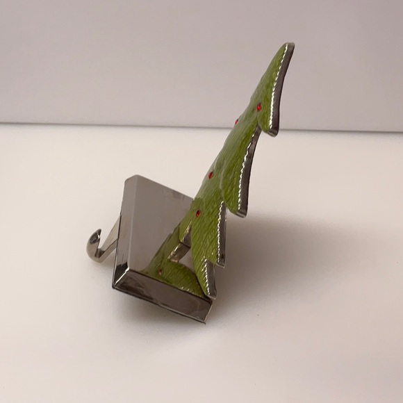 CHRISTMAS Tree Stocking Holder Hefty Weight Red Green Silver Tone Base - Picture 3 of 5